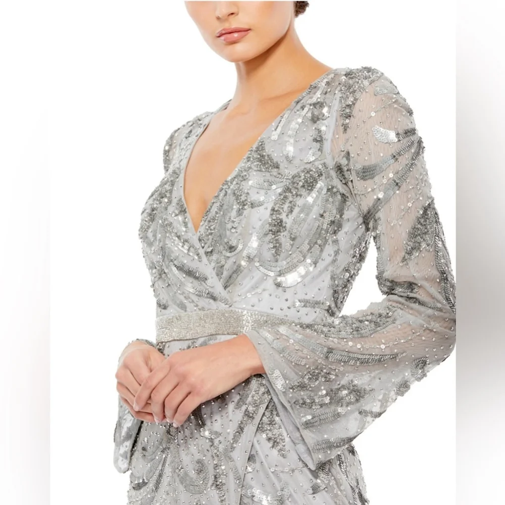 Sequin embellished v neckline evening gown - Picture 3 of 3